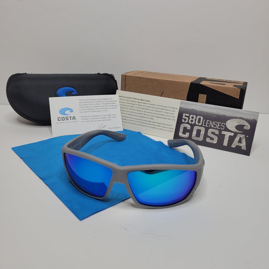 Costa Del Mar Tuna Alley 580P Polarized Sunglasses Gray in Blue Mirror